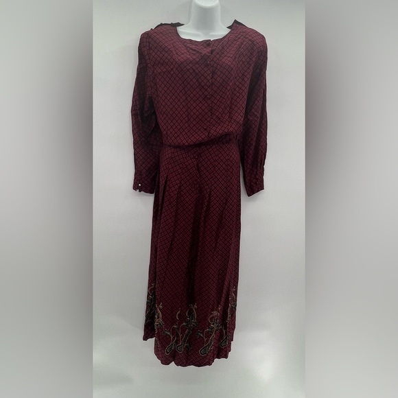 Vintage Eleanor Colton Women's Wine Silk Dress – Size 14 - Picture 5 of 11